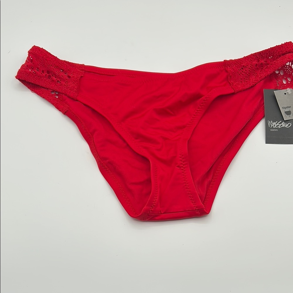 Red Lace Trim Bikini Bottom